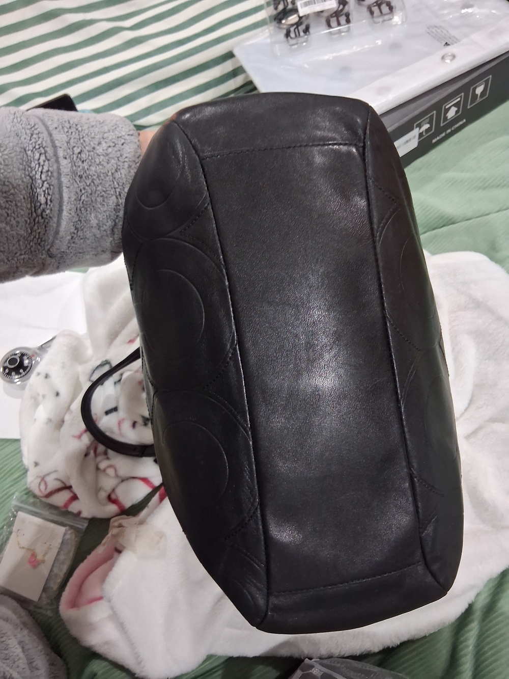 Coach Black Leather Quilted Shoulder Tote with Silver Hardware - Picture 9 of 9